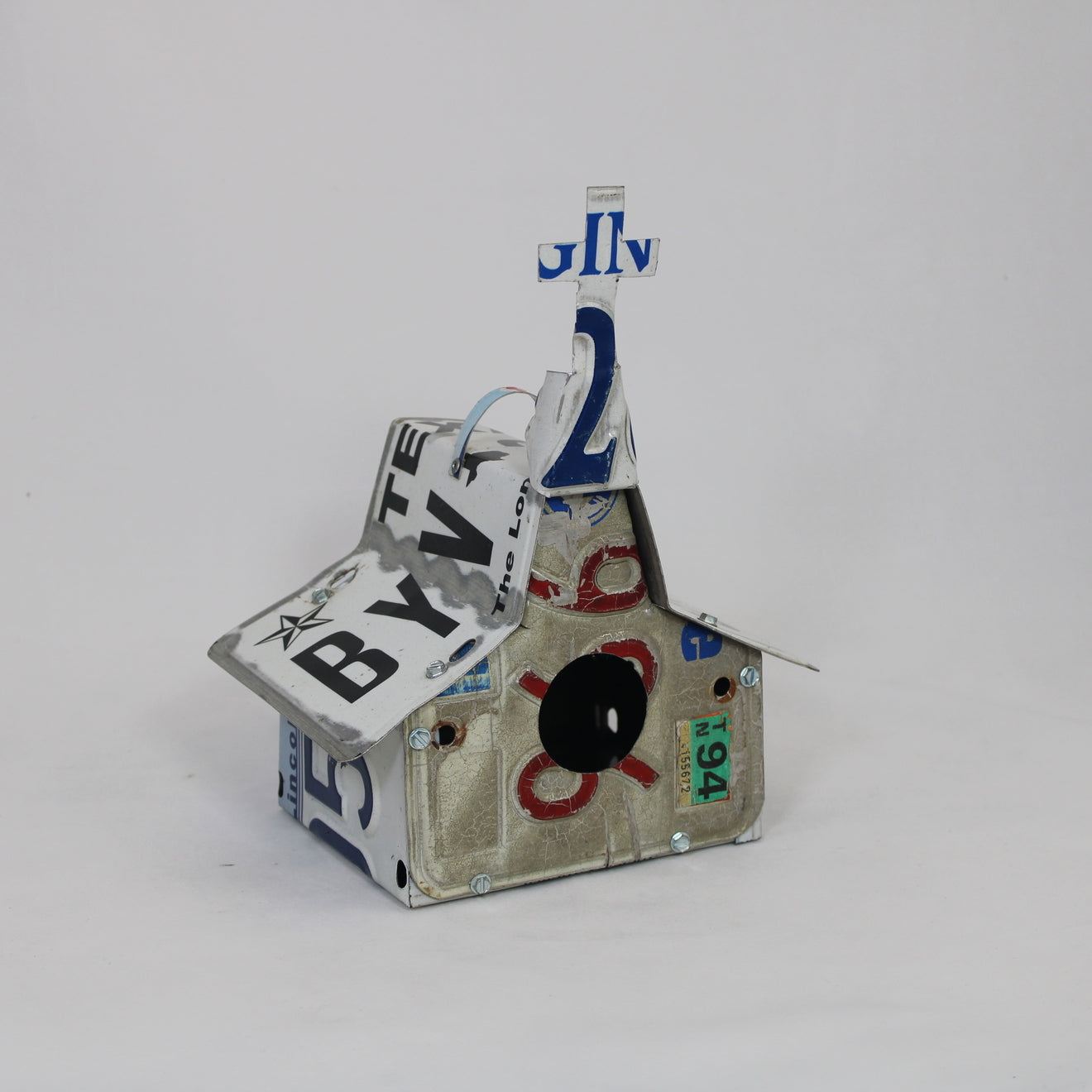 Texas Red, White and Blue Church Birdhouse