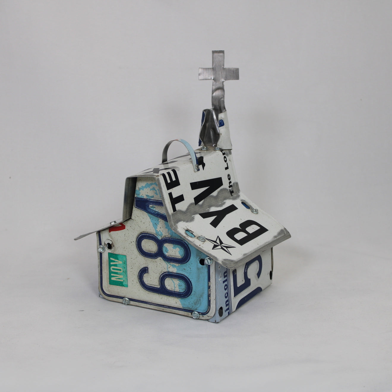 Texas Red, White and Blue Church Birdhouse