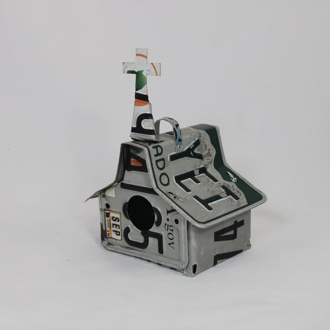 Colorado Green & Orange Church Birdhouse