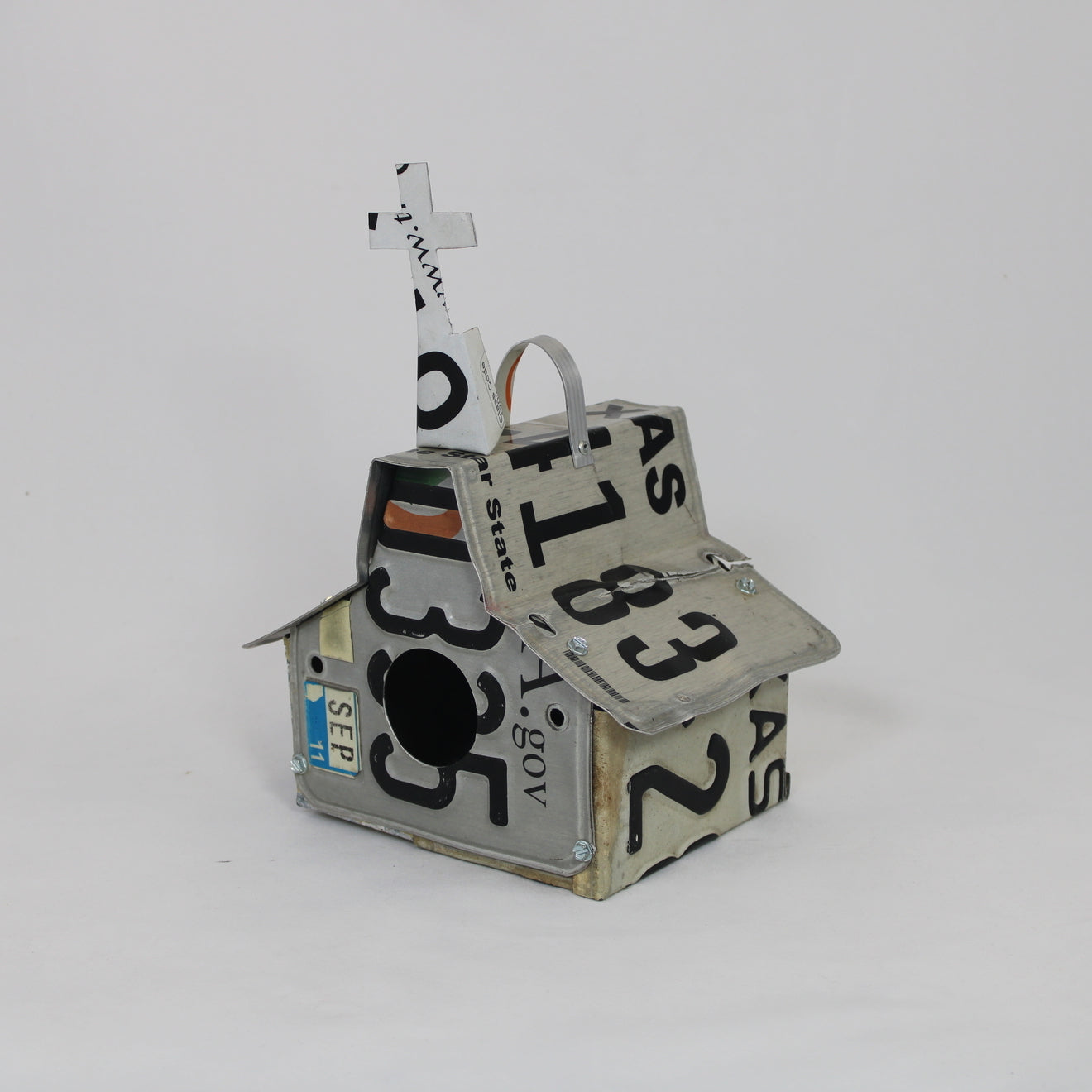 Texas Black & White Church Birdhouse