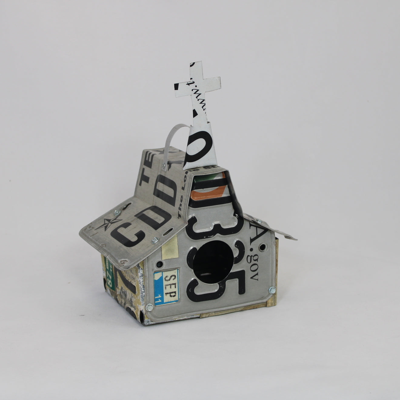 Texas Black & White Church Birdhouse