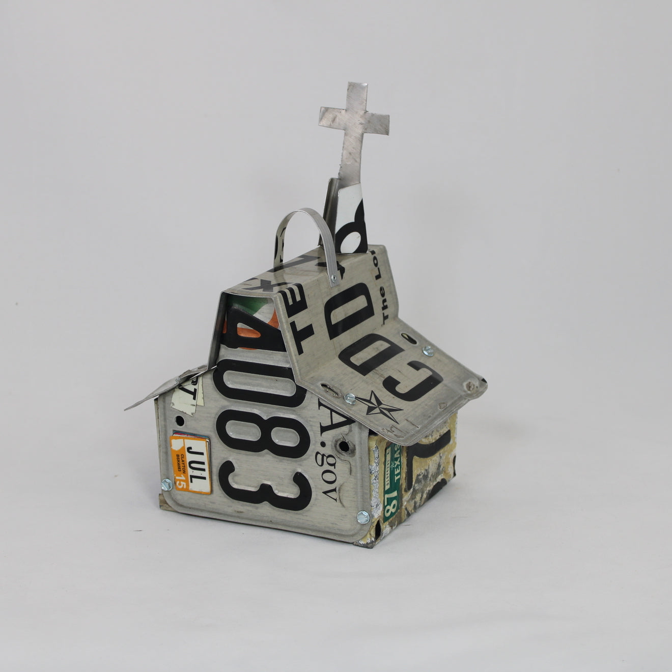 Texas Black & White Church Birdhouse