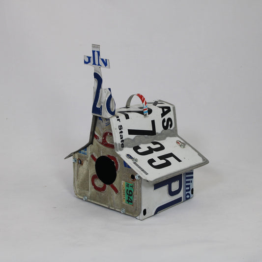 Texas Red, White and Blue Church Birdhouse